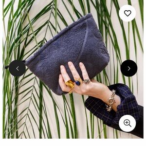 Lalla Textured Teal Blue Pouch - Make Up Clutch